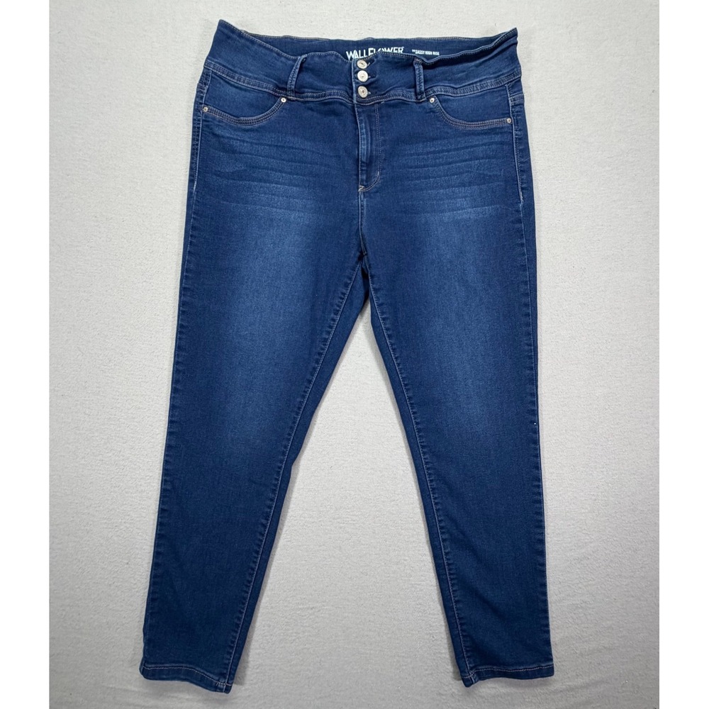 WallFlower Womens Jeans Sassy High Rise Dark Wash‎ Skinny 22 Plus Reg